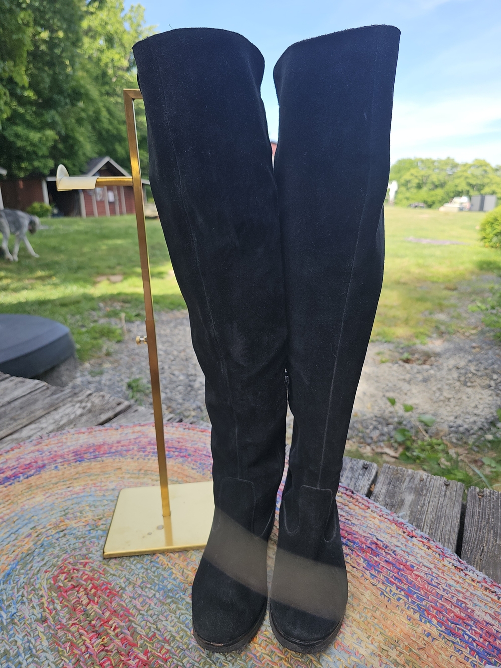 Vince Camuto Tall Black Leather Suede Over-The-Knee Boots - Picture 5 of 15